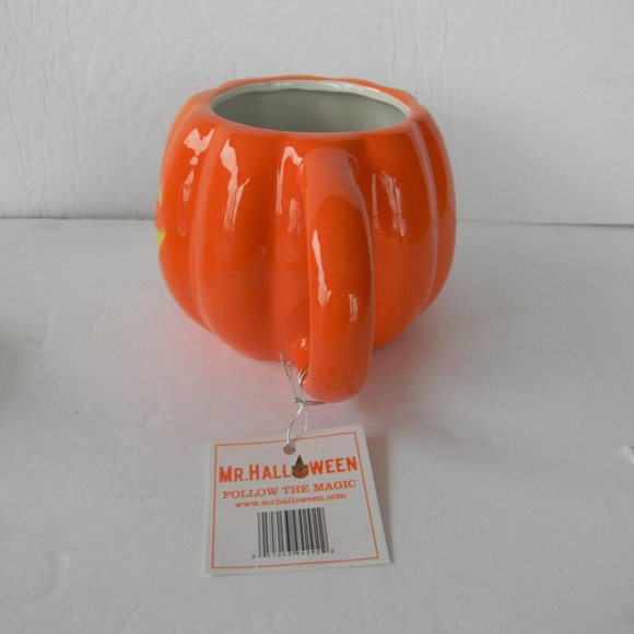 NWT Mr. Halloween JACK-O-LANTERN Ceramic Mug w/ Lid & Spoons - Picture 4 of 5